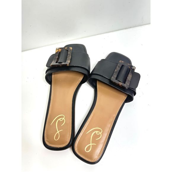 Sam Edelman Sandals Inez Slide Womens Size 9 Black Tortoiseshell Buckle Leather - Picture 4 of 12